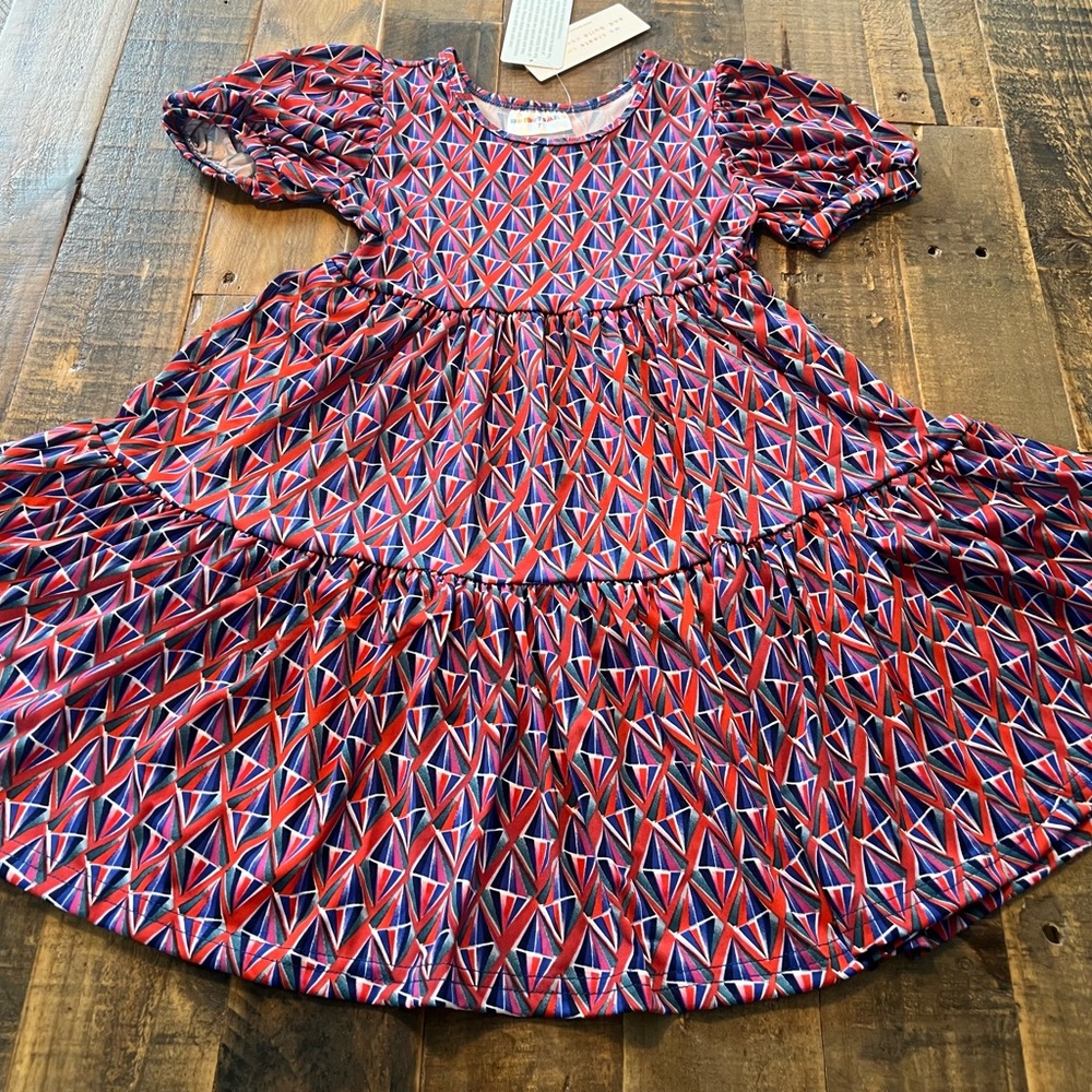 Dot Dot Smile size 7 girls red white and blue Tier dress new